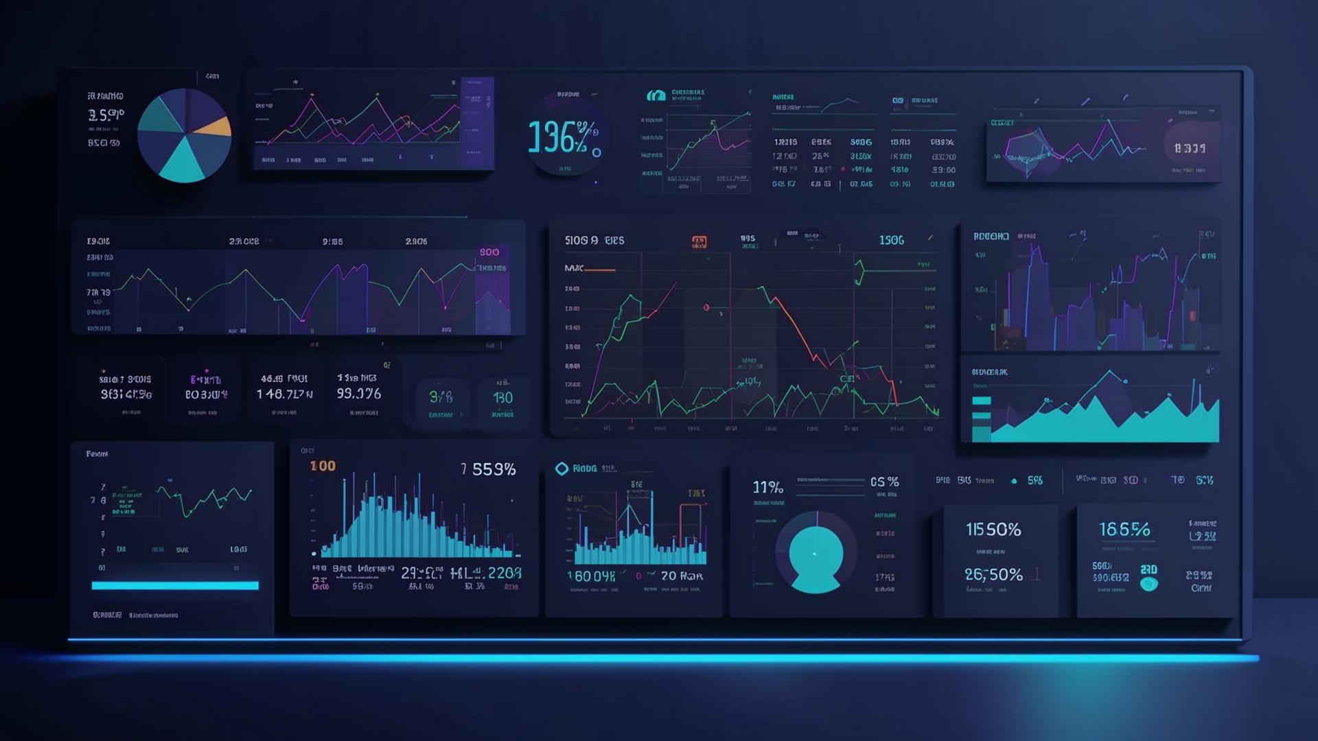 Digital interface showing financial analytics with AI overlays