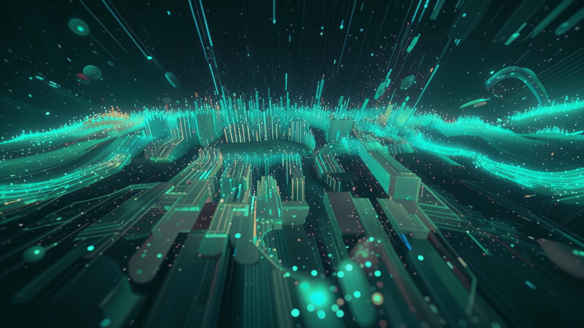 Abstract data visualization representing synthetic data modeling