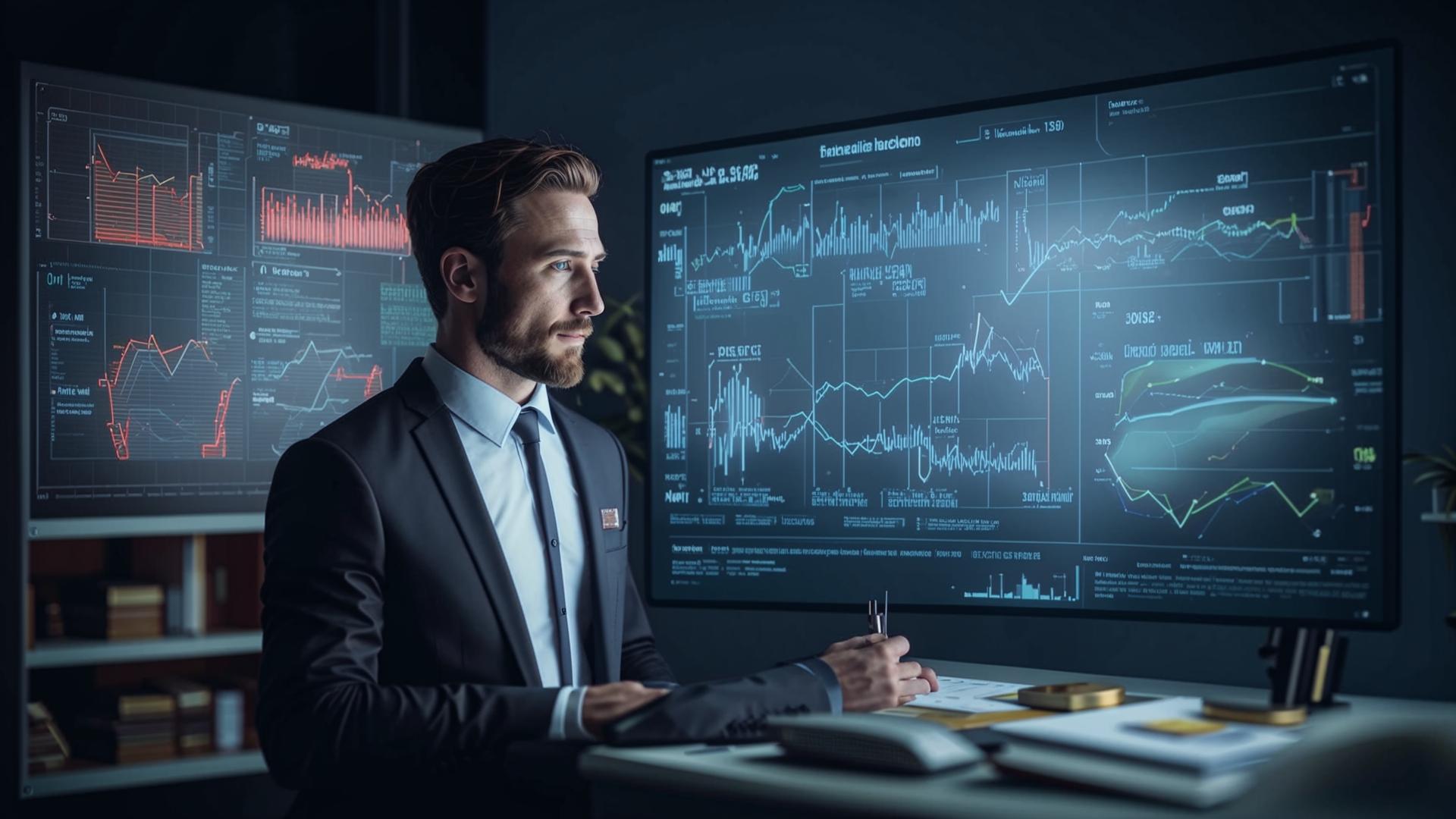Finance analyst reviewing AI-generated investment models